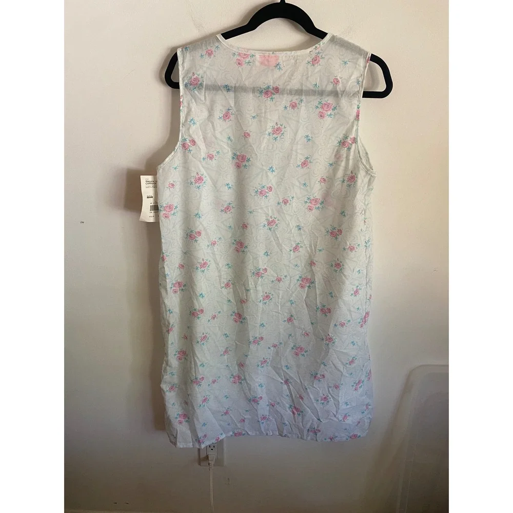 Vintage Carriage Court Floral Nightgown Women Medium White Eyelet Lace NWT Sears